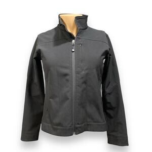 Fjall Women's Black Minimalist Fitted Soft Shell Outdoors Full Zip Jacket Size S